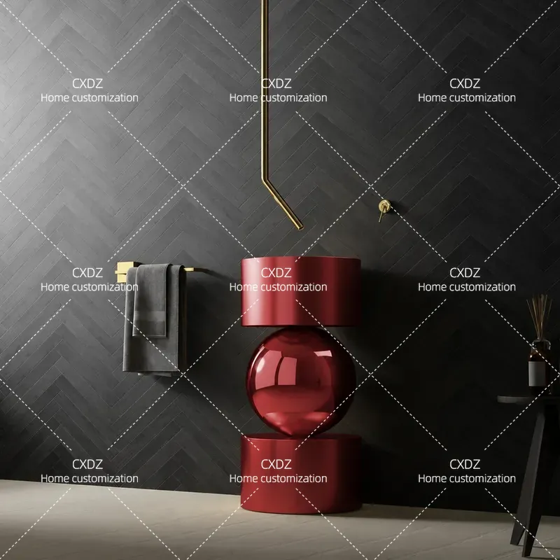Home Bar Sink - Industrial Style Bar Wash Basin Red