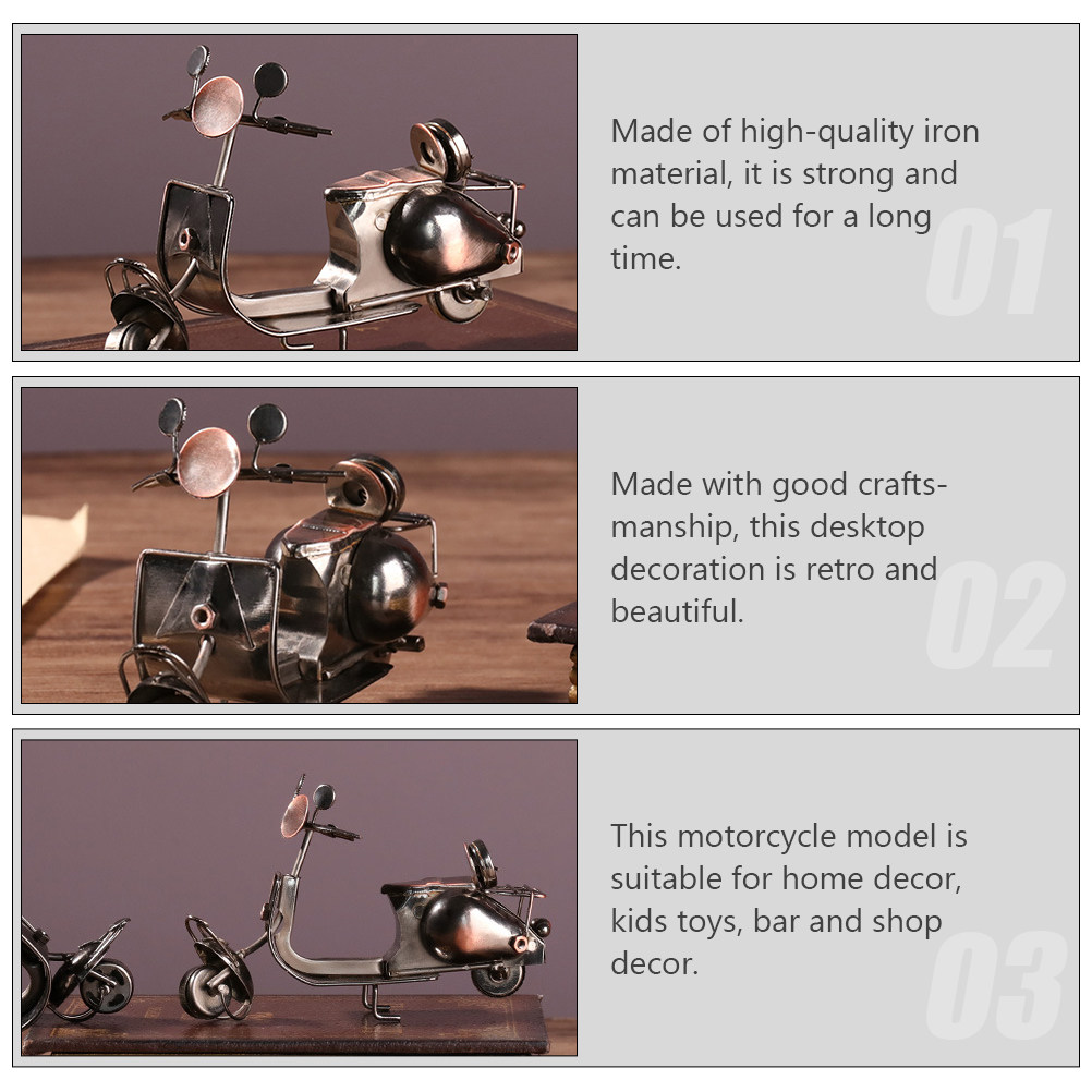 Home Bar Shelves - Retro Iron Motorcycle Sculpture Industrial Style