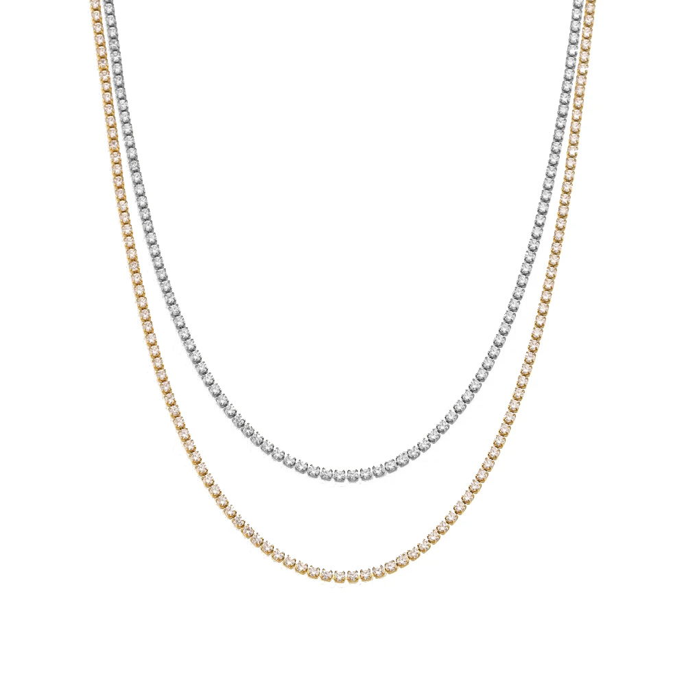 Bar Cart Gold - 2mm Tennis Chain Necklaces Female Silver