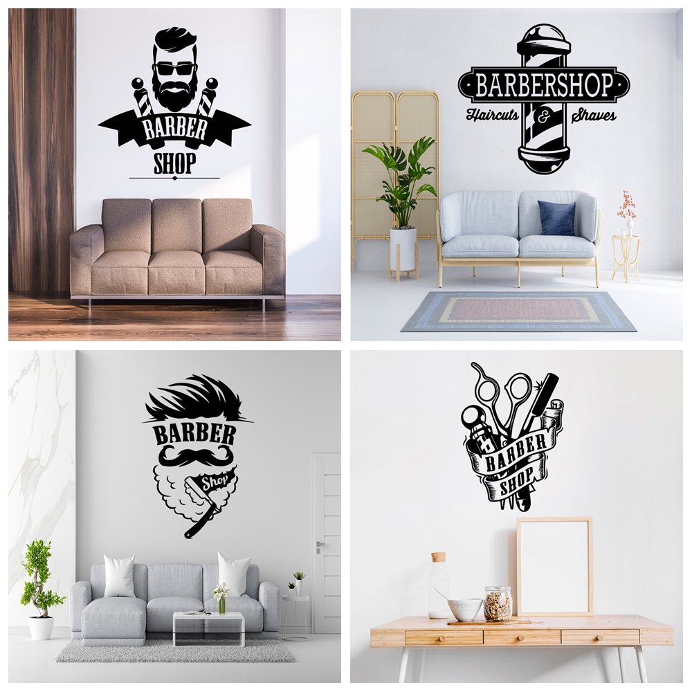 Home Barbershop - Barbershop Sticker Waterproof Vinyl Wallpaper Home