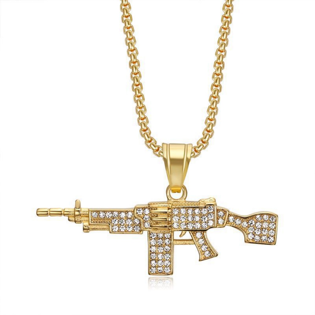 Bar Cart Gold - Hiphop Pistol/Assault Rifle/Machine Gun Pendant Gold