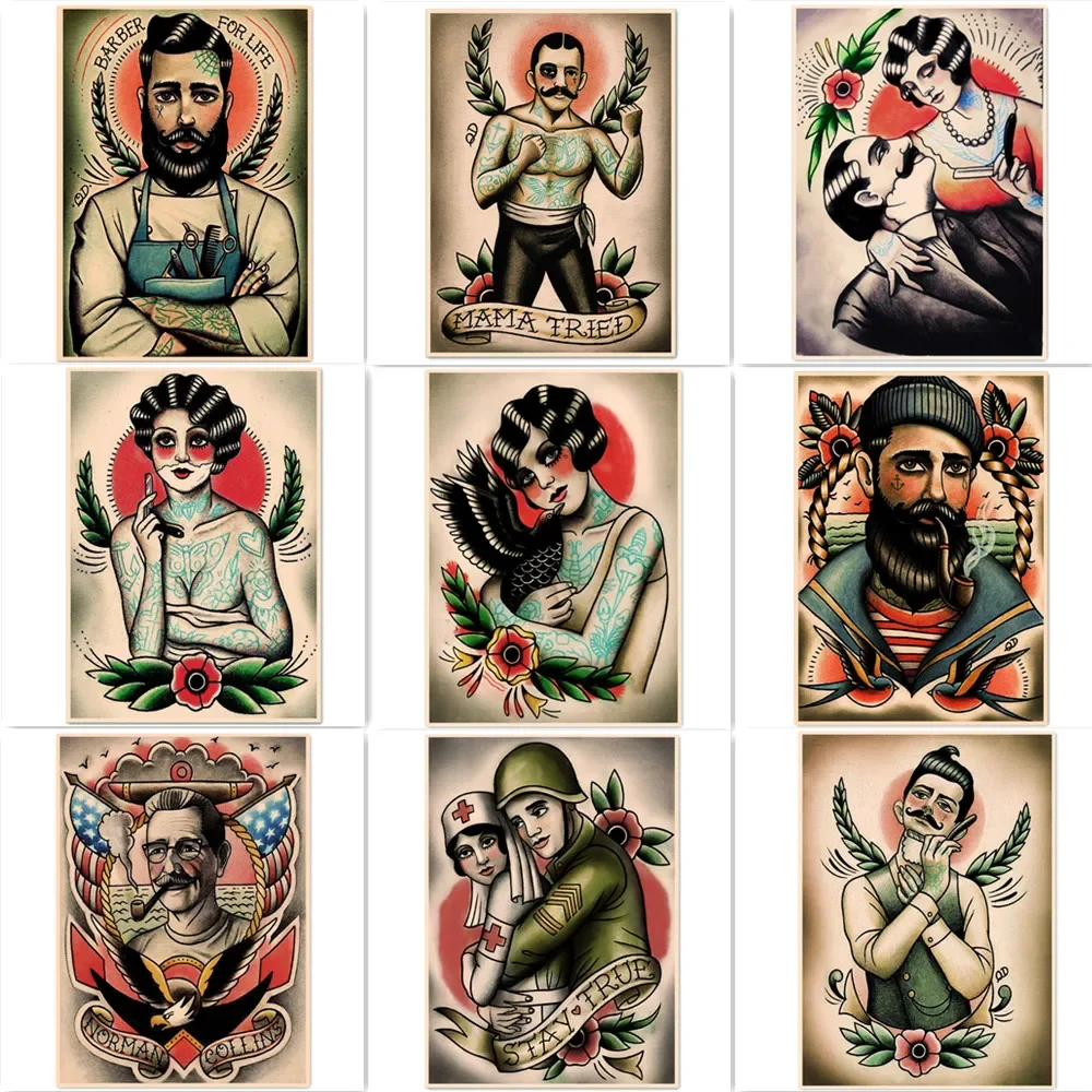 Home Barbershop - Retro Kraft Paper Print Art Painting