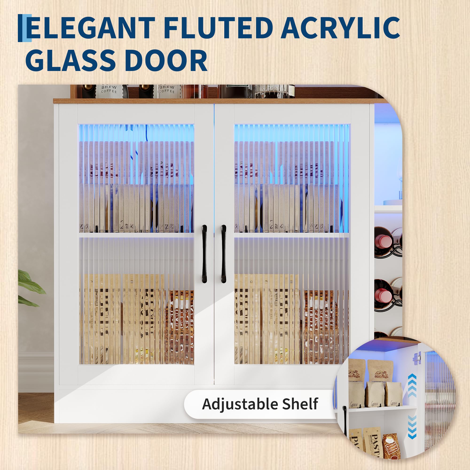 Wine Bar Cabinet With LED Ligh - Home Bar Shelves ulasan dan harga