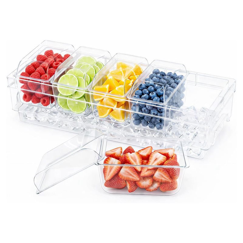 AB66-Chilled Condiment Contain - Garnish Tray Set ulasan dan harga