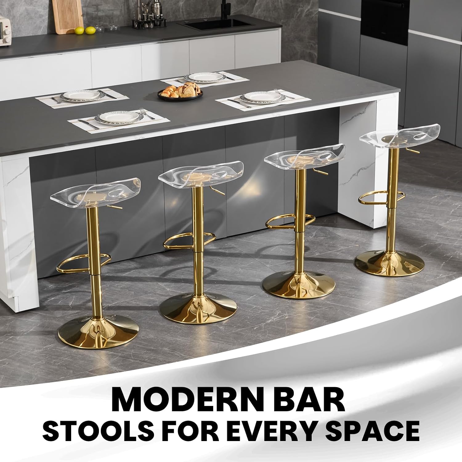 Adjustable Clear Acrylic Bar S - Home Bar Stools ulasan dan harga