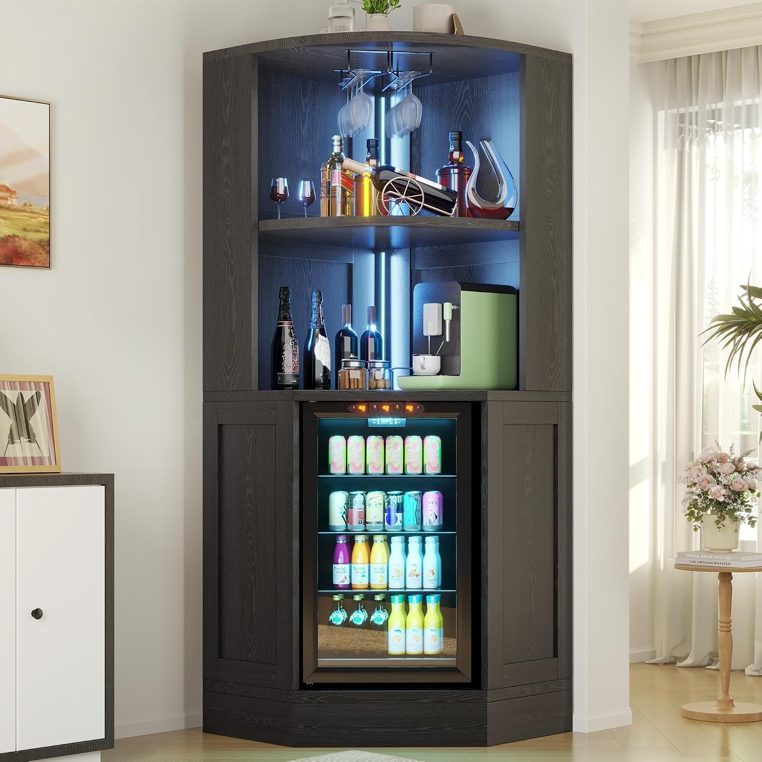 Corner Bar Cabinet with Fridge - Home Bar And Fridge ulasan dan harga