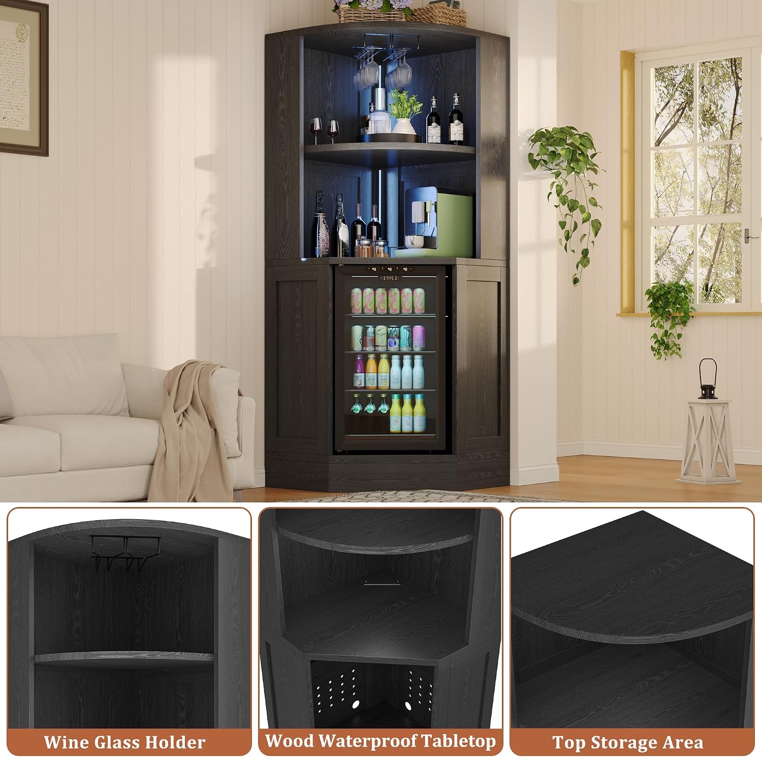 Corner Bar Cabinet with Fridge - Home Bar And Fridge ulasan dan harga