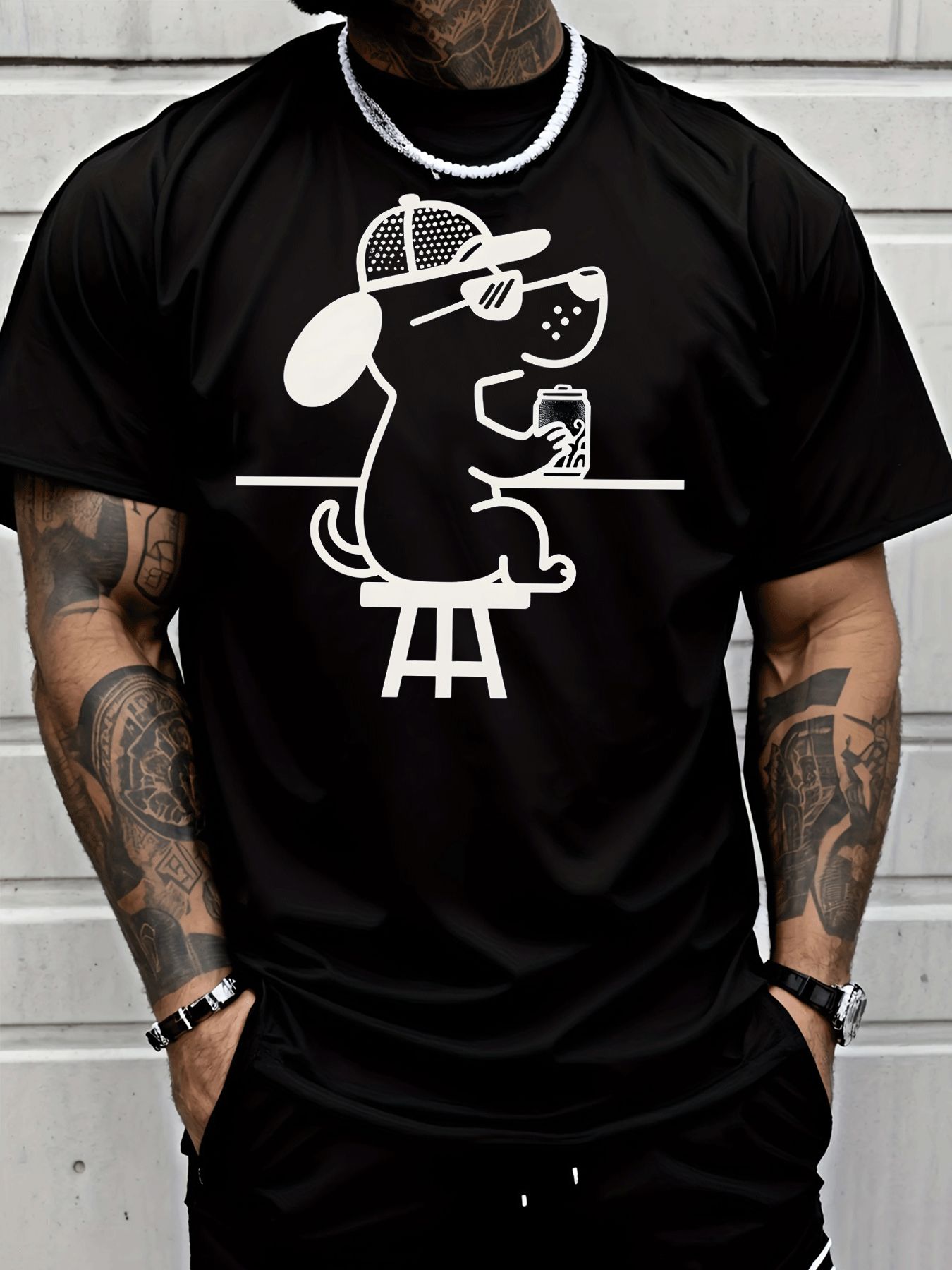 Men Black Crew Neck Tee White  - Home Bar Stools ulasan dan harga