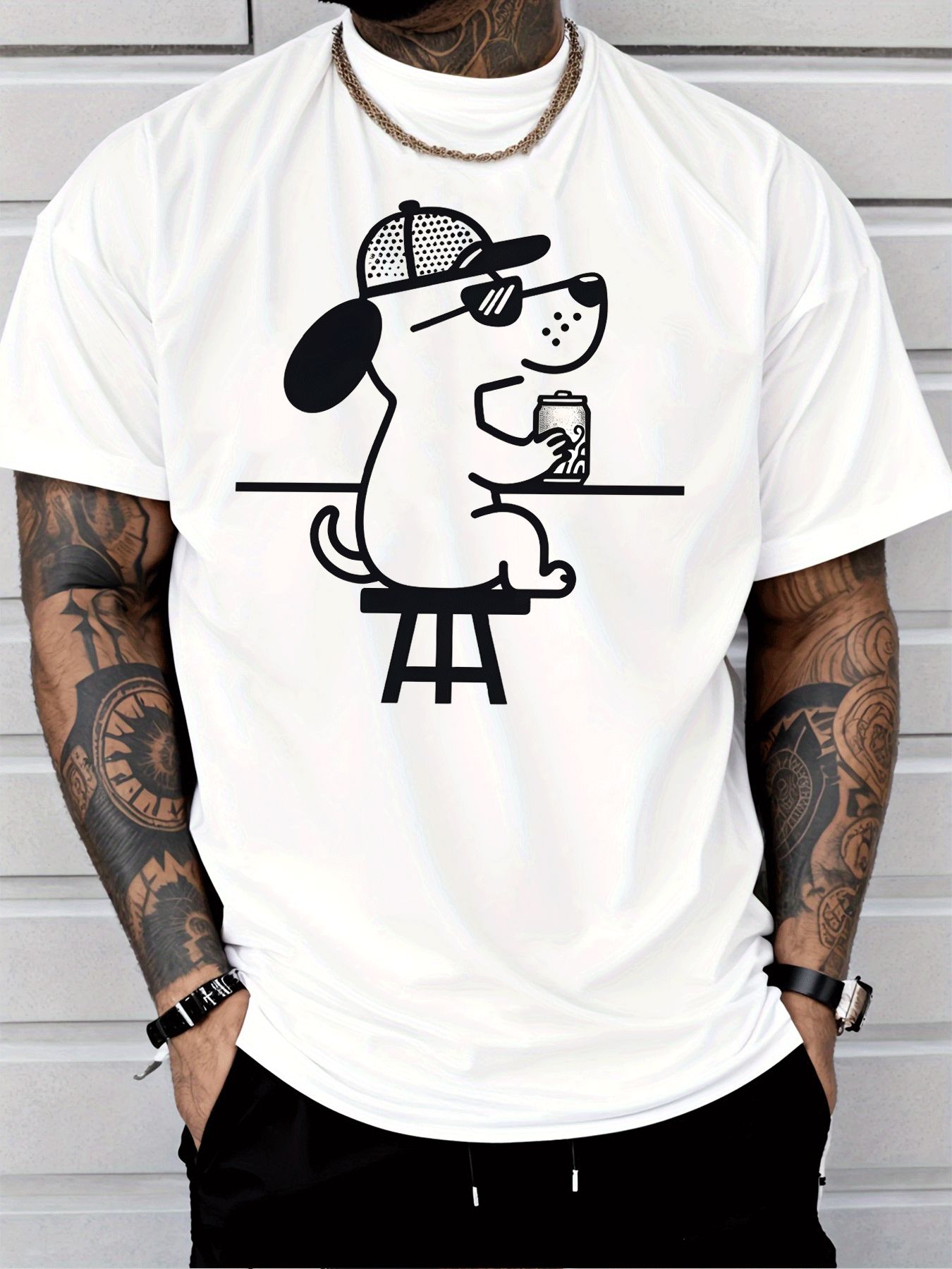 Men Black Crew Neck Tee White  - Home Bar Stools ulasan dan harga