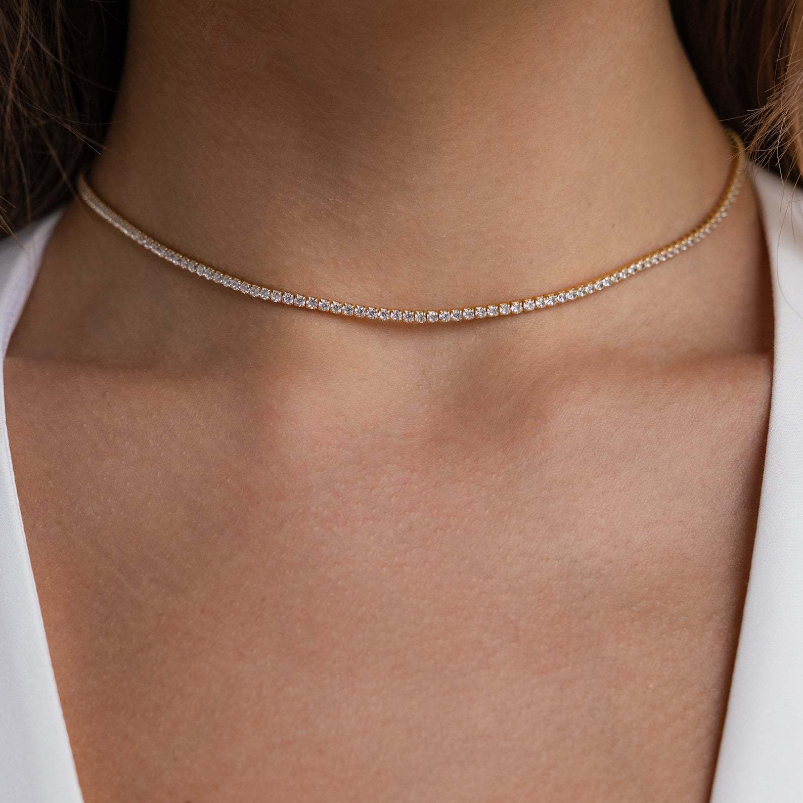 2mm Tennis Chain Necklaces Fem - Bar Cart Gold ulasan dan harga