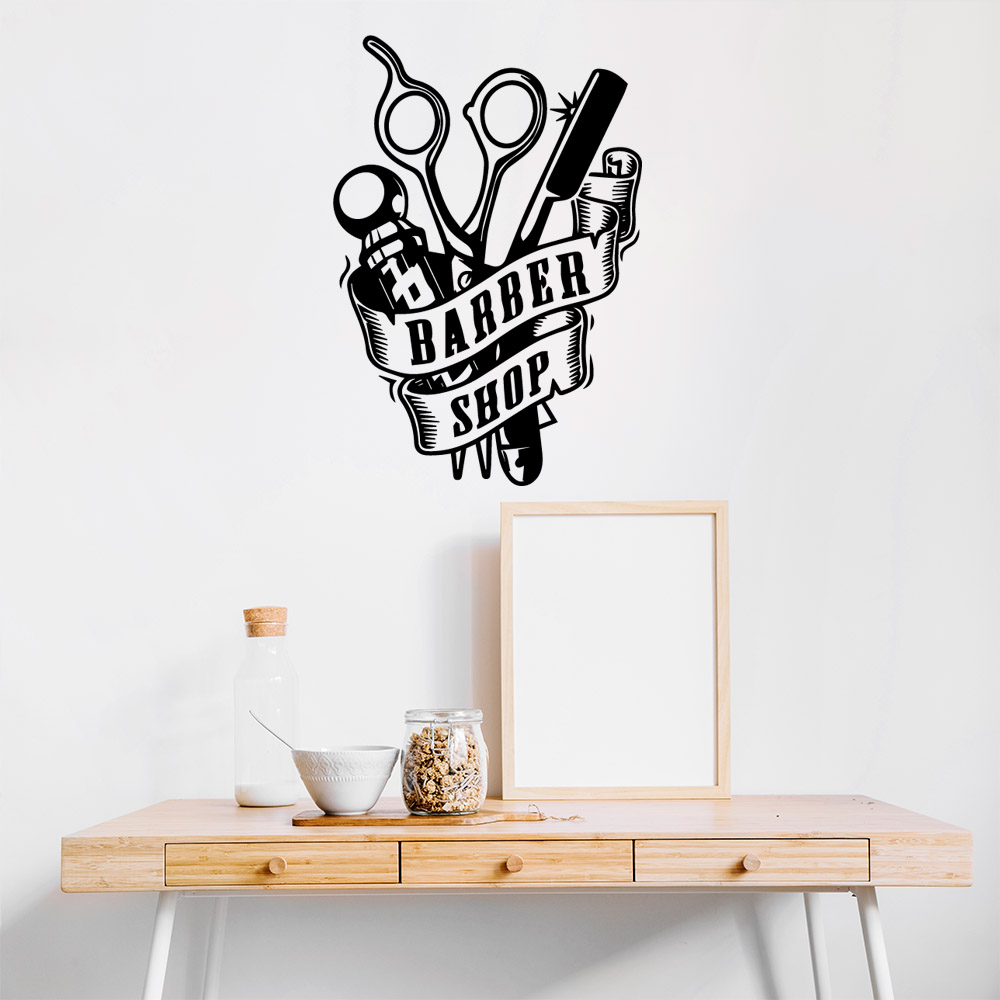 Barbershop Sticker Waterproof  - Home Barbershop ulasan dan harga