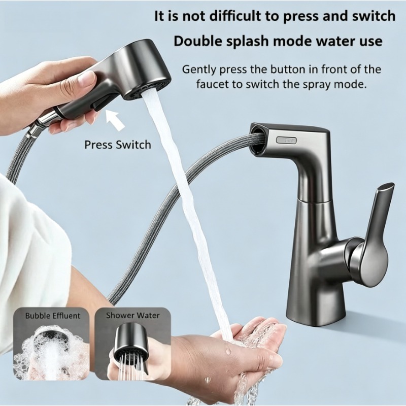 Pull-out faucet in bathroom, h - Home Bar Sink ulasan dan harga