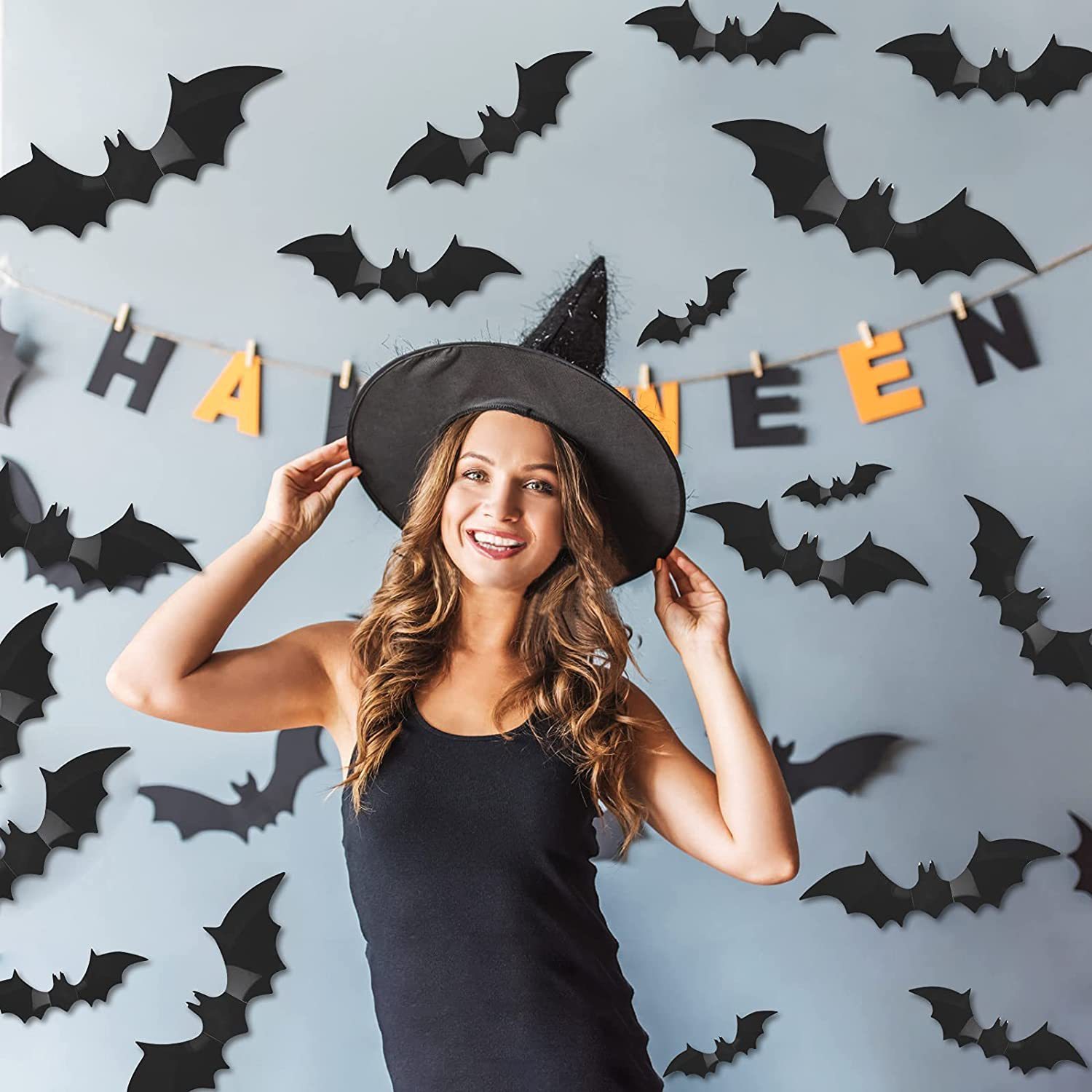 3D Black PVC Bat Halloween Wal - Home Bar Set ulasan dan harga